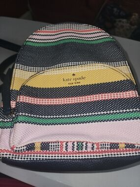 Kate Spade Striped Canvas  Backpack Purse - Multicolor